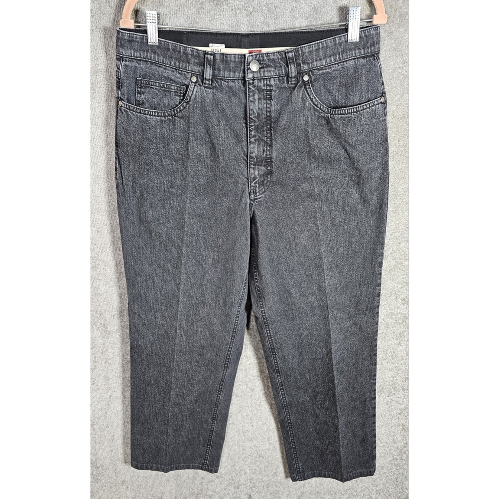 Hiltl Relax Straight Leg Jeans Mens Size 34x27 Faded Black Stretch Denim Pockets